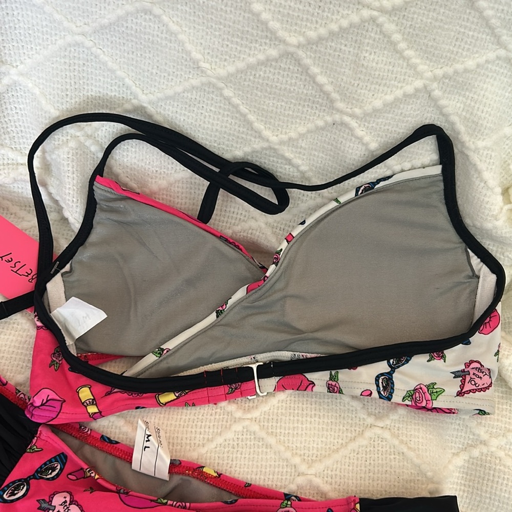 Betsey Johnson Pink and Black Swim Set - Picture 3 of 7